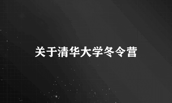 关于清华大学冬令营