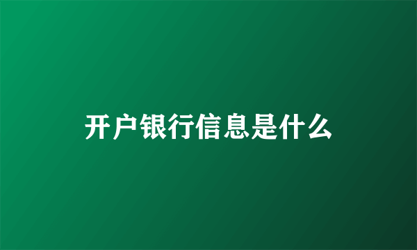 开户银行信息是什么