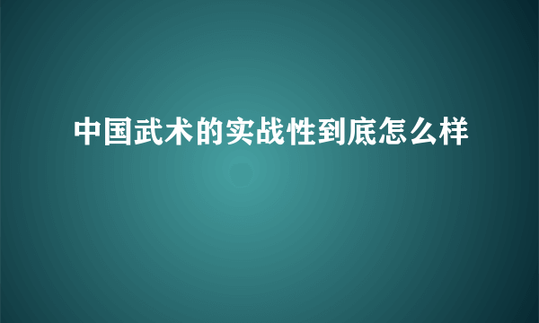 中国武术的实战性到底怎么样