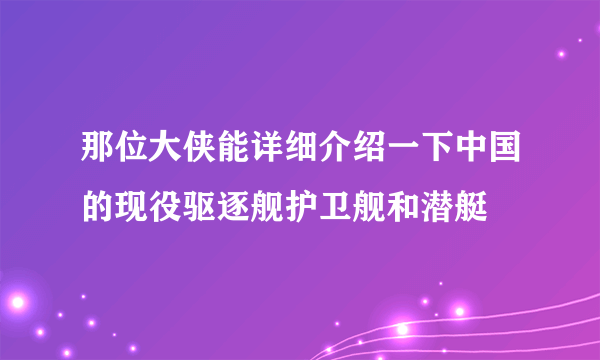 那位大侠能详细介绍一下中国的现役驱逐舰护卫舰和潜艇