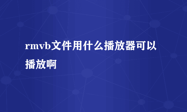 rmvb文件用什么播放器可以播放啊