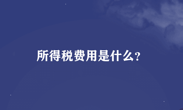 所得税费用是什么？