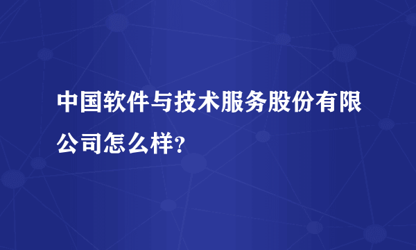 中国软件与技术服务股份有限公司怎么样？