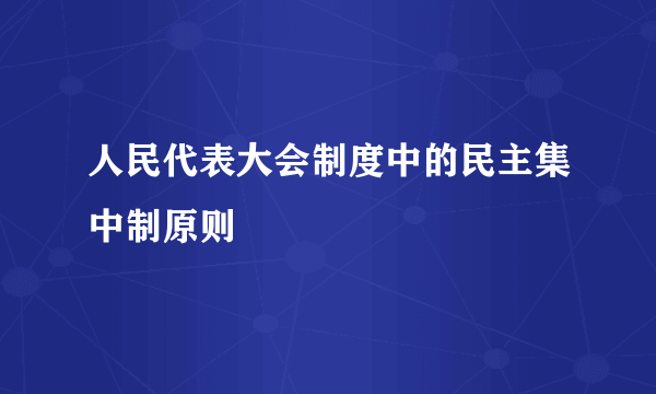 人民代表大会制度中的民主集中制原则