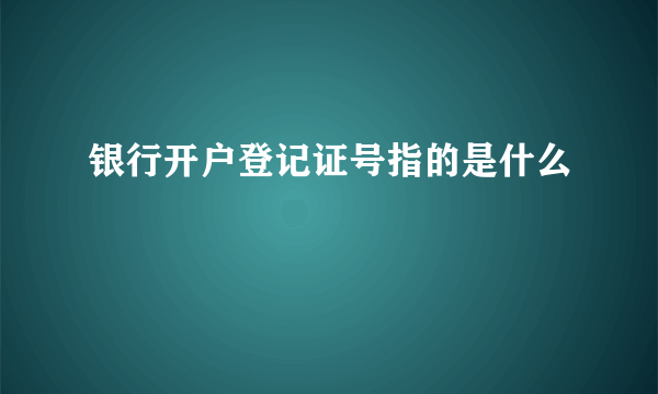 银行开户登记证号指的是什么