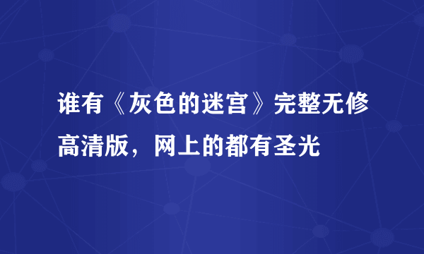 谁有《灰色的迷宫》完整无修高清版，网上的都有圣光