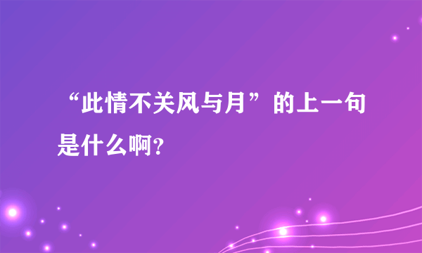 “此情不关风与月”的上一句是什么啊？