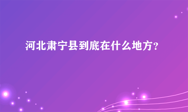 河北肃宁县到底在什么地方？