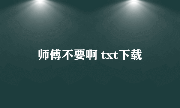 师傅不要啊 txt下载