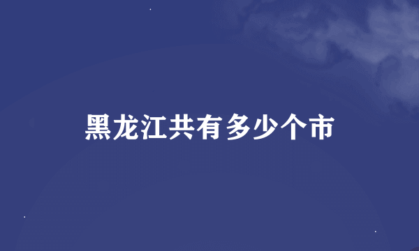 黑龙江共有多少个市