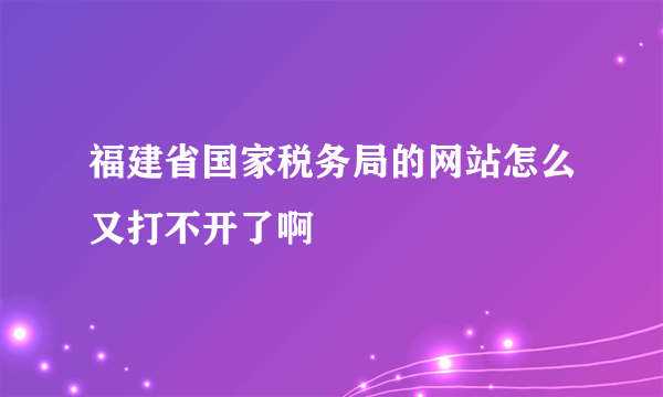 福建省国家税务局的网站怎么又打不开了啊