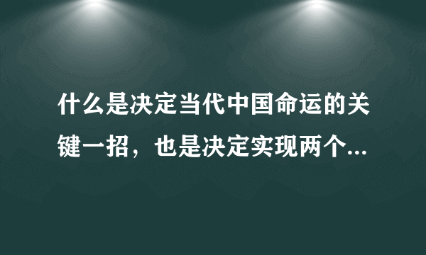 什么是决定当代中国命运的关键一招，也是决定实现两个一百年奋斗目标