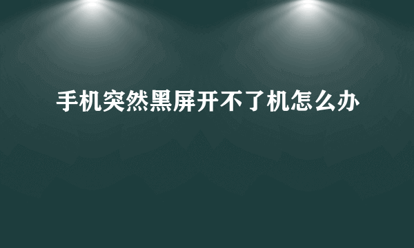 手机突然黑屏开不了机怎么办