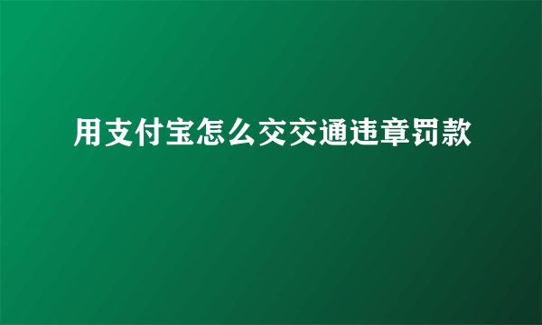 用支付宝怎么交交通违章罚款