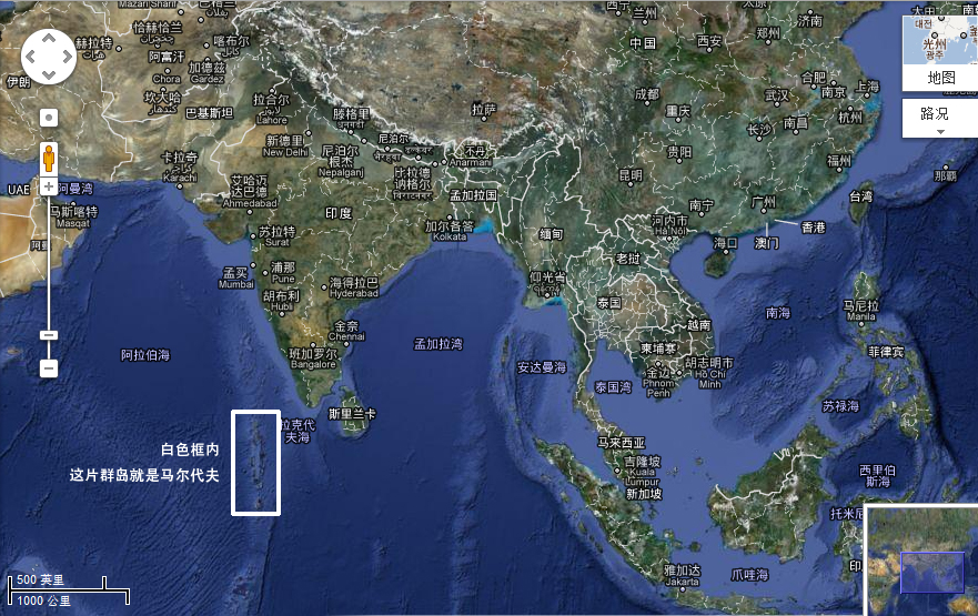 马尔代夫在地图上的具体位置