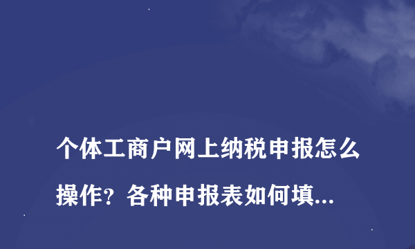 
个体工商户网上纳税申报怎么操作？各种申报表如何填写？

