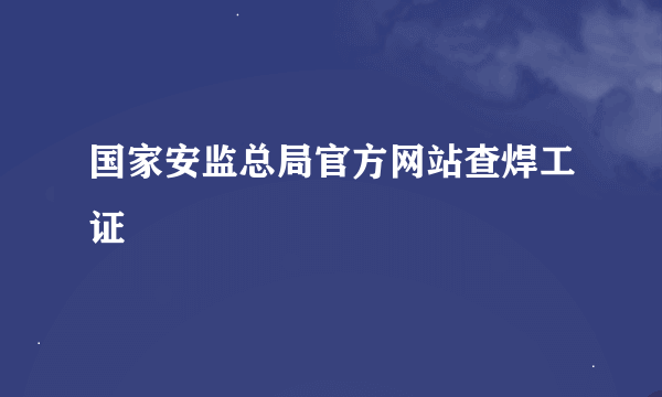 国家安监总局官方网站查焊工证