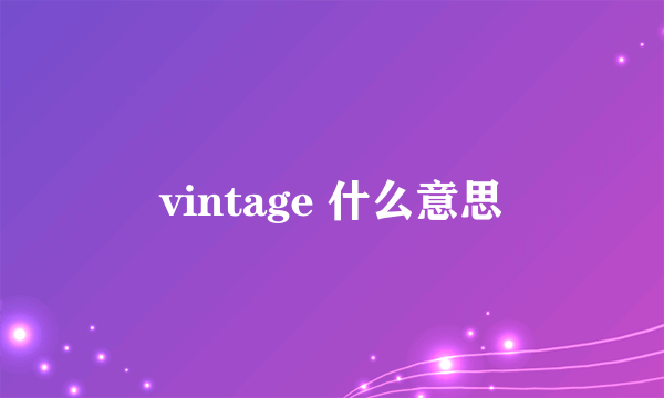 vintage 什么意思