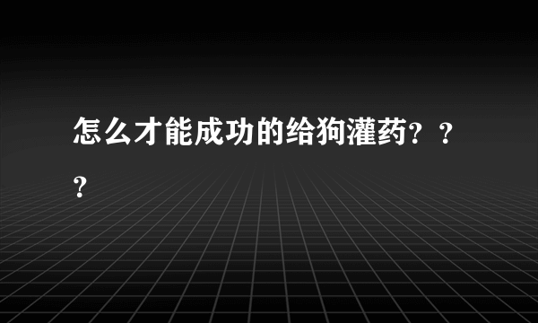 怎么才能成功的给狗灌药？？？