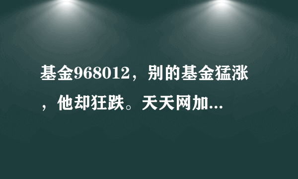 基金968012，别的基金猛涨，他却狂跌。天天网加不上自选，谁了解他？请教。