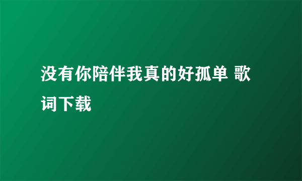 没有你陪伴我真的好孤单 歌词下载