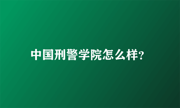 中国刑警学院怎么样？