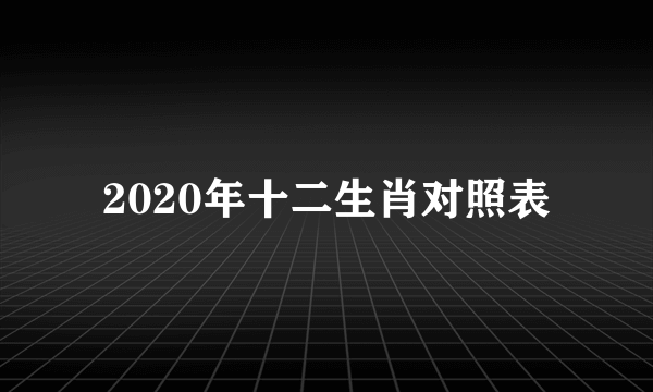 2020年十二生肖对照表