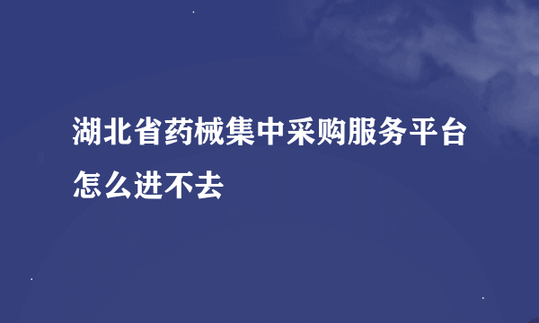 湖北省药械集中采购服务平台怎么进不去