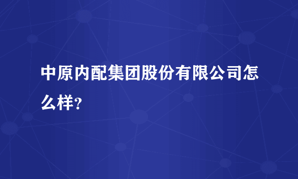 中原内配集团股份有限公司怎么样？