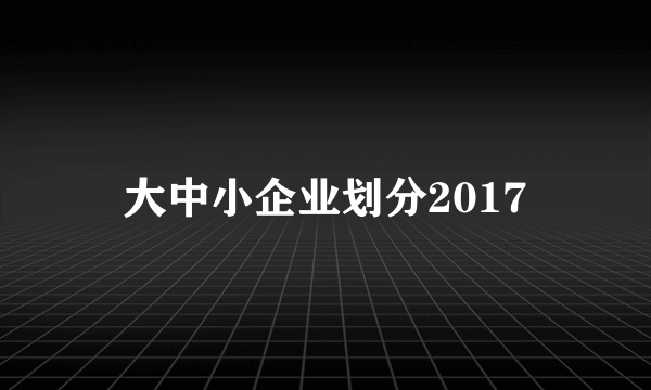 大中小企业划分2017