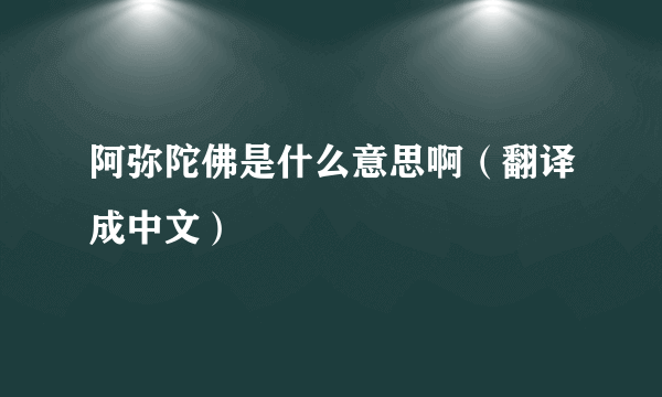 阿弥陀佛是什么意思啊（翻译成中文）