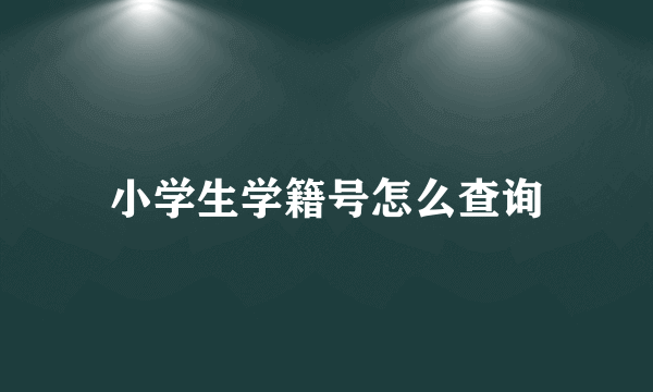 小学生学籍号怎么查询