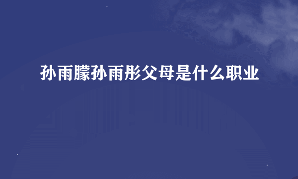 孙雨朦孙雨彤父母是什么职业