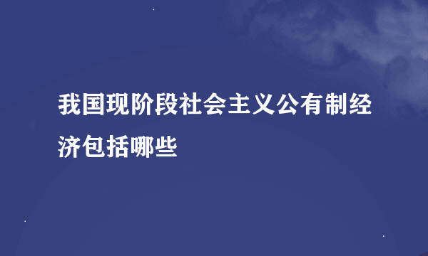 我国现阶段社会主义公有制经济包括哪些