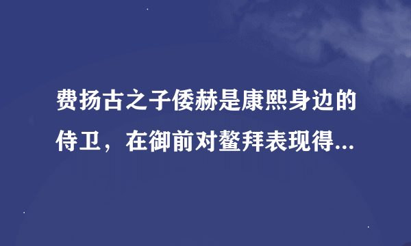 费扬古之子倭赫是康熙身边的侍卫，在御前对鳌拜表现得不怎么礼貌，鳌拜对此深为衔恨。康熙三年（1664