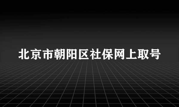 北京市朝阳区社保网上取号