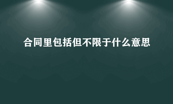 合同里包括但不限于什么意思