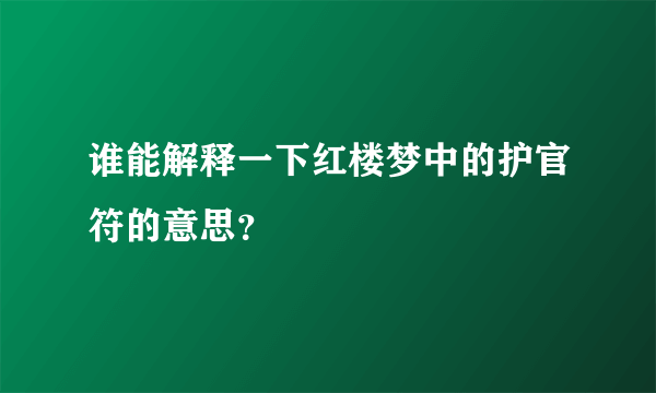 谁能解释一下红楼梦中的护官符的意思？