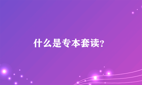 什么是专本套读？