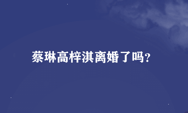 蔡琳高梓淇离婚了吗？