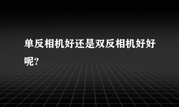 单反相机好还是双反相机好好呢?