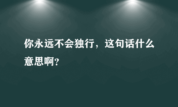 你永远不会独行，这句话什么意思啊？