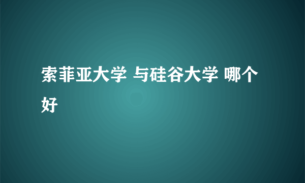 索菲亚大学 与硅谷大学 哪个好