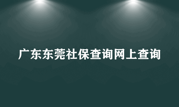 广东东莞社保查询网上查询