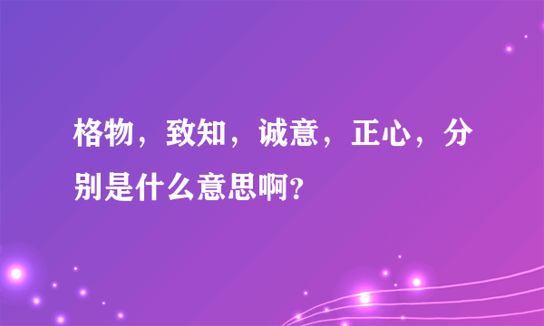 格物，致知，诚意，正心，分别是什么意思啊？