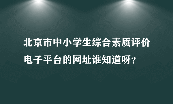 北京市中小学生综合素质评价电子平台的网址谁知道呀？