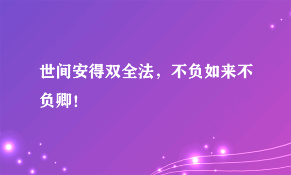 世间安得双全法，不负如来不负卿！