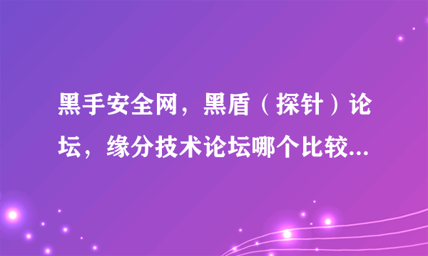 黑手安全网，黑盾（探针）论坛，缘分技术论坛哪个比较好（仅限于三个里面）