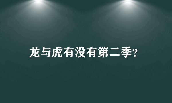 龙与虎有没有第二季？