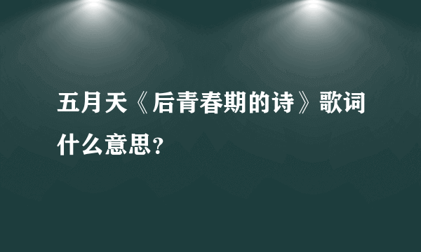 五月天《后青春期的诗》歌词什么意思？